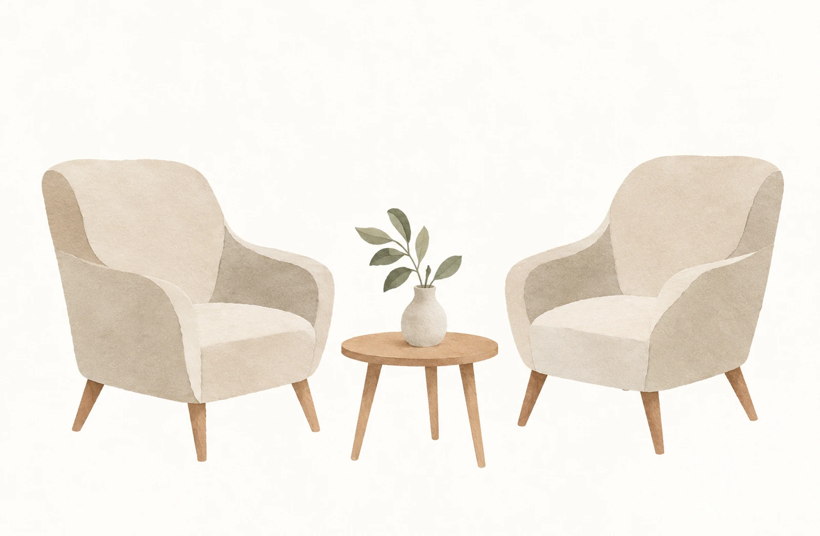 Deux fauteuils dans un espace de parole calme et lumineux